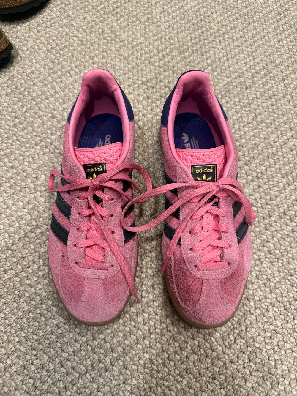 adidas Pink Suede Sneakers with Navy Stripes